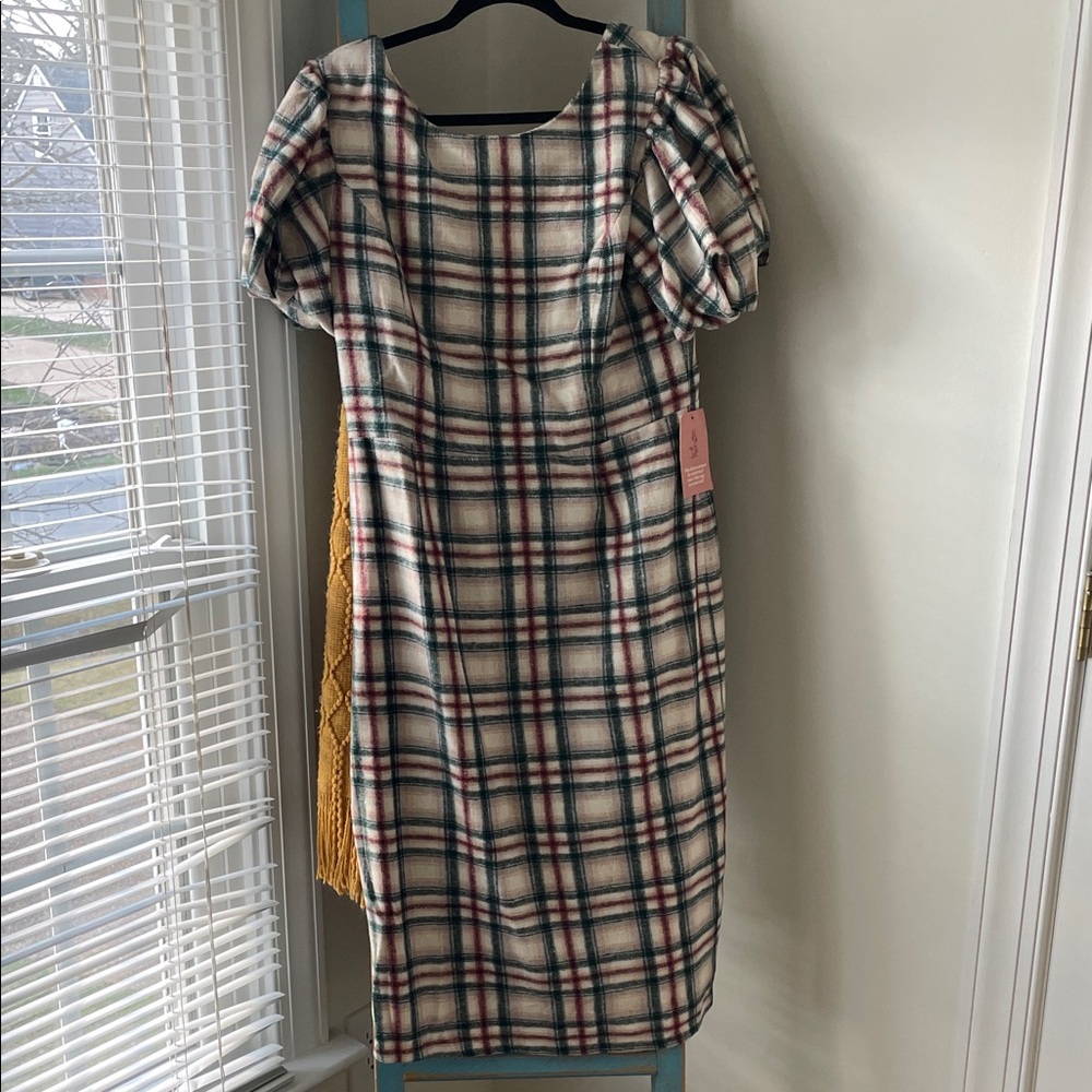 Ivy City Co Multicolor Plaid Midi Dress